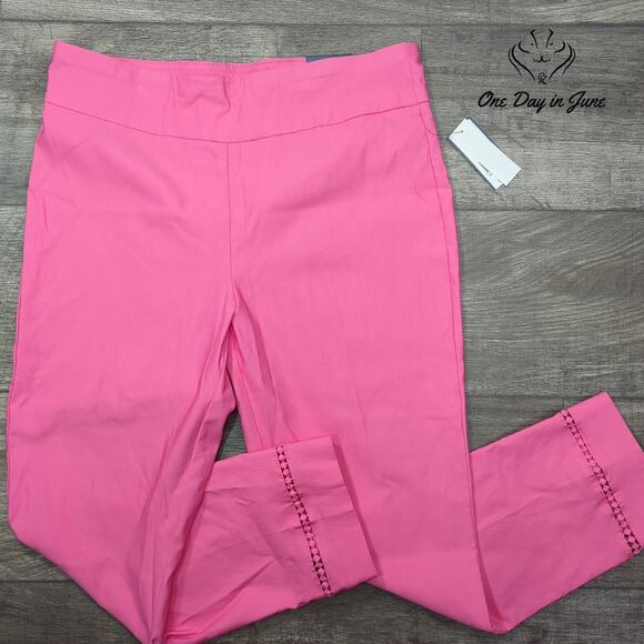 Crown & Ivy Petite Pink Rage Spring Cropped Pants Size 12P - Picture 1 of 6